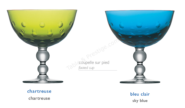 Footed cup bubbles light blue - Saint-Louis